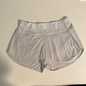White Lululemon Speed Up Shorts
